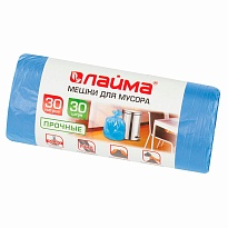 Мешки для мусора 30 л, синие, в рулоне 30 шт., ПНД, 10 мкм, 600х500 мм, LAIMA, 601378 в Екатеринбурге