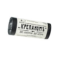 Мешки для мусора 30 л, черные, в рулоне 20 шт., ПНД, 7 мкм, 560х440 мм, Крепаномъ, 4607075710580 в Екатеринбурге