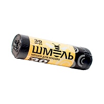 Мешки для мусора 30 л, черные, в рулоне 30 шт., ПНД, 7 мкм, 600х500 мм, ШМЕЛЬ, 4625 в Екатеринбурге