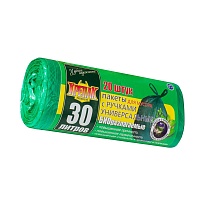 Мешки для мусора 30 л, биоразлагаемые, с ручками, черные, в рулоне 20 шт., ПНД, 11 мкм, 660х500 мм, Крепак, 4607075710030 в Екатеринбурге