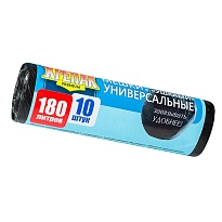 Мешки для мусора 180 л, с ушками, черные, в рулоне 10 шт., ПНД, 20 мкм, 1150х800 мм, Крепак, 4607075710498 в Екатеринбурге