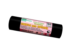 Мешки для мусора 180 л, ароматизированные, черные, в рулоне 10 шт., ПВД, 50 мкм, 1100х930 мм, EXTRA black, 18008301 в Екатеринбурге