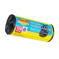Мешки для мусора 120 л, черные, в рулоне 20 шт., ПНД, 15 мкм, 1100х700 мм, Крепак, 4607075710207 в Екатеринбурге