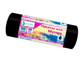 Мешки для мусора 30 л, черные, в рулоне 20 шт., ПНД, 7 мкм, 600х500 мм, MIRPACK Classik, 302040 в Екатеринбурге