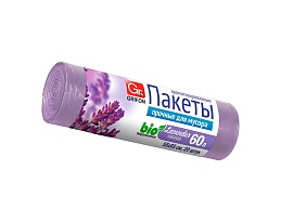 Мешки для мусора 60 л, ароматизированные, Лаванда, сиреневые, в рулоне 20 шт., ПНД, 9 мкм, 650х550 мм, GRIFON Aroma, 101-023 La в Екатеринбурге