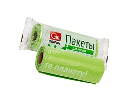 Мешки для мусора 30 л, биоразлагаемые, на втулке, зеленые, в рулоне 20 шт., ПНД, 12 мкм, 600х500 мм, GRIFON Bio, 100-031 в Екатеринбурге