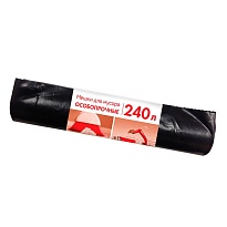 Мешки для мусора 240 л, черные, в рулоне 10 шт., ПВД 100 мкм, 1350х900 мм, Концепция Быта, 603887 в Екатеринбурге