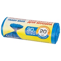 Мешки для мусора 90 л, синие, в рулоне 20 шт., ПНД, 14 мкм, 900х700 мм, LAIMA ULTRA, 607693 в Екатеринбурге
