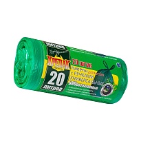 Мешки для мусора 20 л, биоразлагаемые, с ручками, черные, в рулоне 30 шт., ПНД, 10 мкм, 550х440 мм, Крепак, 4607075710047 в Екатеринбурге