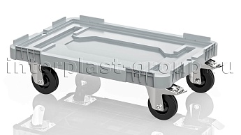 Тележка пластиковая сплошная 2 колеса с тормозом серая в Екатеринбурге