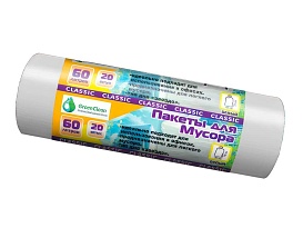 Мешки для мусора 60 л, белые, в рулоне 20 шт., ПНД, 7 мкм, 700х600 мм, MIRPACK Classik, 602052 в Екатеринбурге