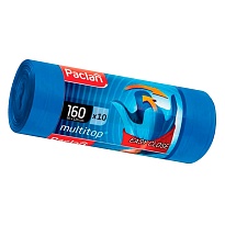 Мешки для мусора 160 л, с ушками, синие, в рулоне 10 шт., ПВД, 30 мкм, 1250х900 мм, PACLAN Multitop, 604064 в Екатеринбурге