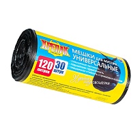 Мешки для мусора 120 л, черные, в рулоне 30 шт., ПНД, 15 мкм, 1100х700 мм, Крепак, 4607075710122 в Екатеринбурге