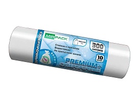 Мешки для мусора 300 л, белые, в рулоне 10 шт., ПВД 70 мкм, 1400х1000 мм, PREMIUM+, 300101602 в Екатеринбурге