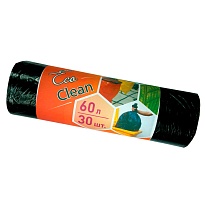 Мешки для мусора 60 л, черные, в рулоне 30 шт., ПНД, 6 мкм, 640х580 мм, Концепция Быта EcoClean, 603890 в Екатеринбурге