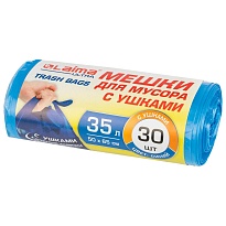 Мешки для мусора 35 л, с ушками, синие, в рулоне 30 шт., ПНД, 11 мкм, 650х500 мм, LAIMA ULTRA, 607684 в Екатеринбурге