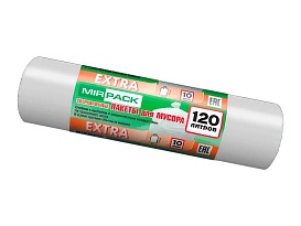 Мешки для мусора 120 л, белые, в рулоне 10 шт., ПНД, 14 мкм, 1100х700 мм, EXTRA, ex1201803 в Екатеринбурге