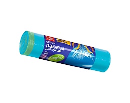 Мешки для мусора 120 л, с завязками, голубые, в рулоне 10 шт., ПНД, 18 мкм, 1100х700 мм, GRIFON, 101-065 в Екатеринбурге