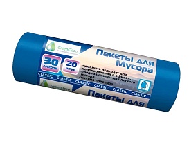 Мешки для мусора 30 л, синие, в рулоне 20 шт., ПНД, 7 мкм, 600х500 мм, MIRPACK Classik, 302041 в Екатеринбурге