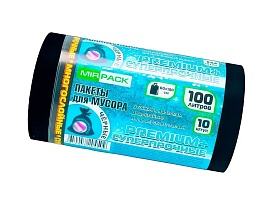 Мешки для мусора 100 л, черные, в рулоне 10 шт., ПВД, 70 мкм, 1000х600 мм, PREMIUM+, 1001076 в Екатеринбурге