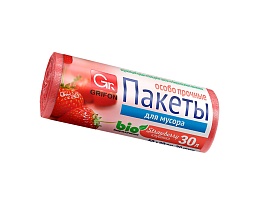 Мешки для мусора 30 л, ароматизированные, Клубника, красные, в рулоне 20 шт., ПНД, 9 мкм, 560х530 мм, GRIFON Aroma, 101-020 K в Екатеринбурге