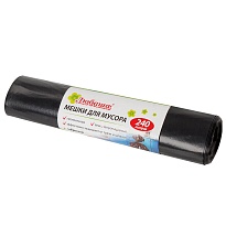 Мешки для мусора 240 л, черные, в рулоне 5 шт., ПВД 30 мкм, 1300х900 мм, Любаша, 605338 в Екатеринбурге