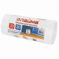 Мешки для мусора 35 л, белые, в рулоне 30 шт., ПНД, 6 мкм, 550х480 мм, LAIMA, 605538 в Екатеринбурге