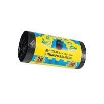 Мешки для мусора 20 л, с ушками, черные, в рулоне 30 шт., ПНД, 10 мкм, 550х440 мм, Крепакоф, 4607075710221 в Екатеринбурге