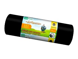 Мешки для мусора 180 л, ароматизированные, черные, в рулоне 10 шт., ПВД, 100 мкм, 1100х930 мм, Добрыня, Dob18010black в Екатеринбурге